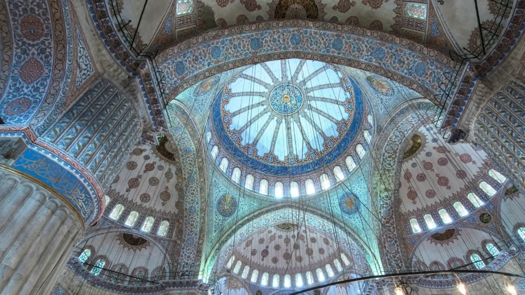 the interior of blue mosque