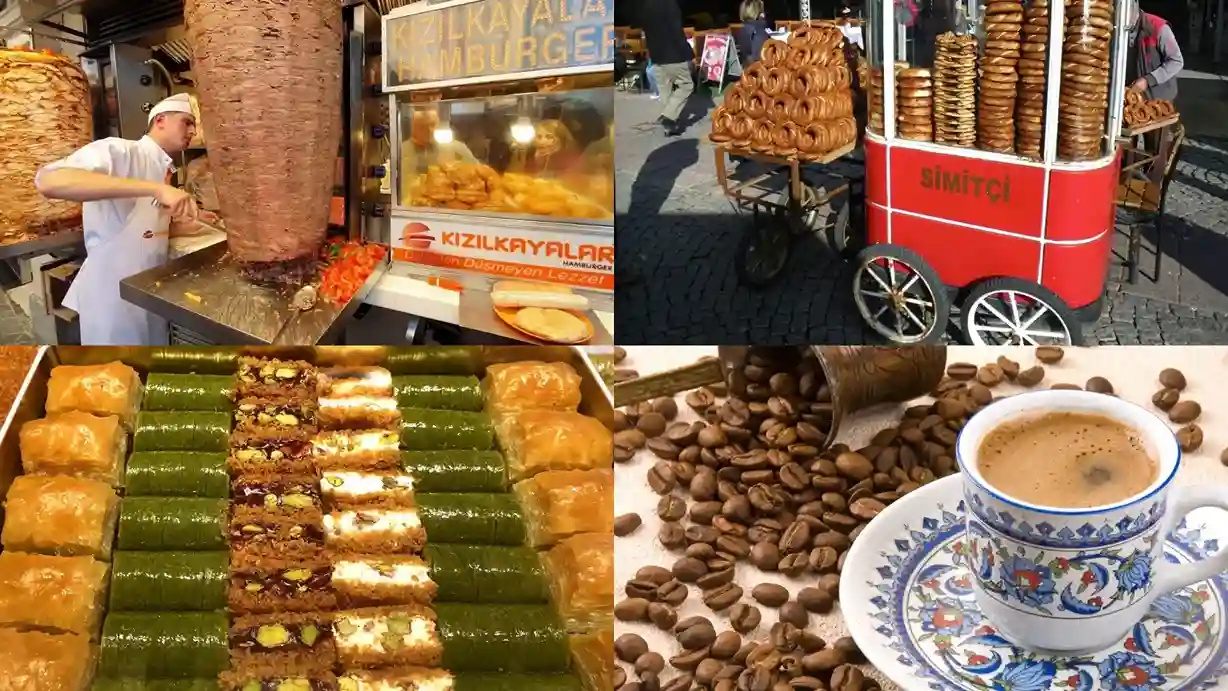 doner, simit, baklava, turkish coffee